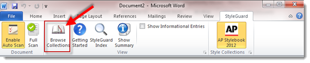 StyleGuard Ribbon with Browse Collection button highlighted